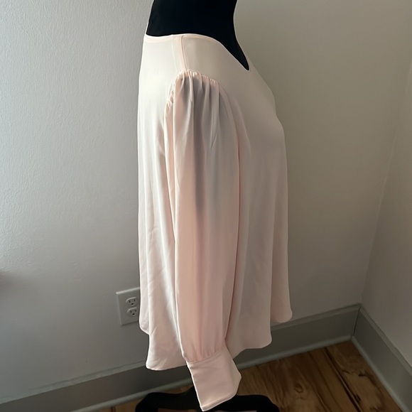 LOFT blush / peach ling sleeve round collar lined blouse top Sz XL NWT - Picture 4 of 7